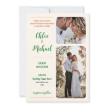 Modern fotobröllop-inbjudan med QR-kod