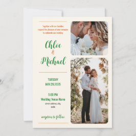 Modern fotobröllop-inbjudan med QR-kod Inbjudningar