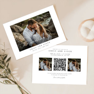 Modern fotobröllop-inbjudan med QR-kod Inbjudningar