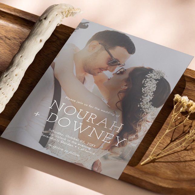 Modern Fotobryllopsinbjudan | Enkel & Elegant (Modern Photo Personalized Wedding Invitation | Simple & Elegant)