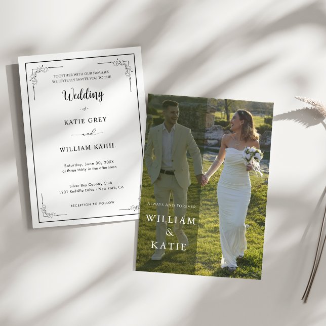Modern Fotobryllopsinbjudan Minimalistisk Elegant  Inbjudningar (Minimalist modern elegant photo wedding invitation)