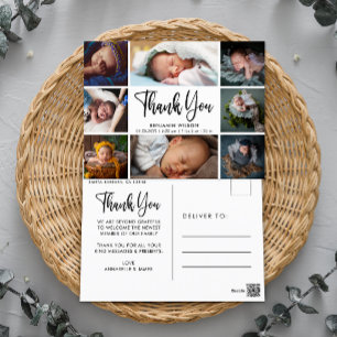 Modern Fotocollage Baby Tack Kort