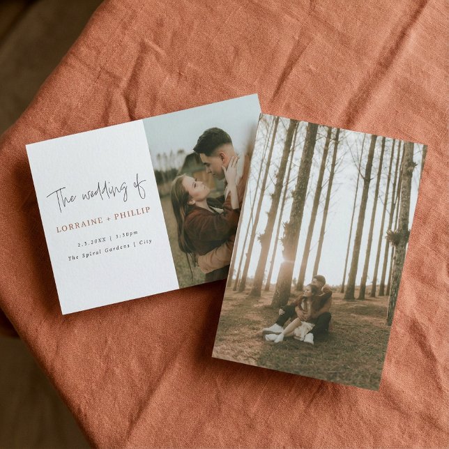Modern fotoenkel bröllopsinbjudan till dubblan inbjudningar (Modern double photo simple wedding Invitation)