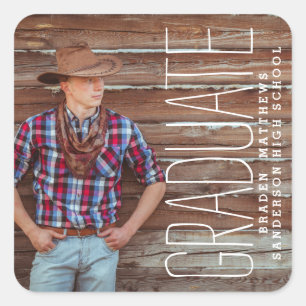 Modern fotoetikett Studenten Fyrkantigt Klistermärke