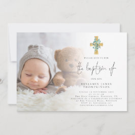 Modern fotoeukalyptus Kor-baptisminbjudan Inbjudningar