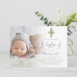 Modern fotoeukalyptus Kor-baptisminbjudan Inbjudningar