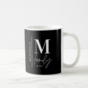 Modern fotofamilj med svart personlig i Monogram Kaffemugg