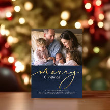 Modern fotofil med enkelt God jul i Guld-skript