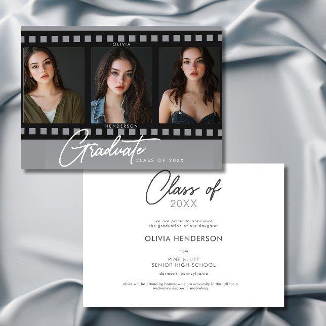 Modern fotofilm Ramar Studenten-meddelande Inbjudningar (Modern Photo Film Frames Graduation Announcement)