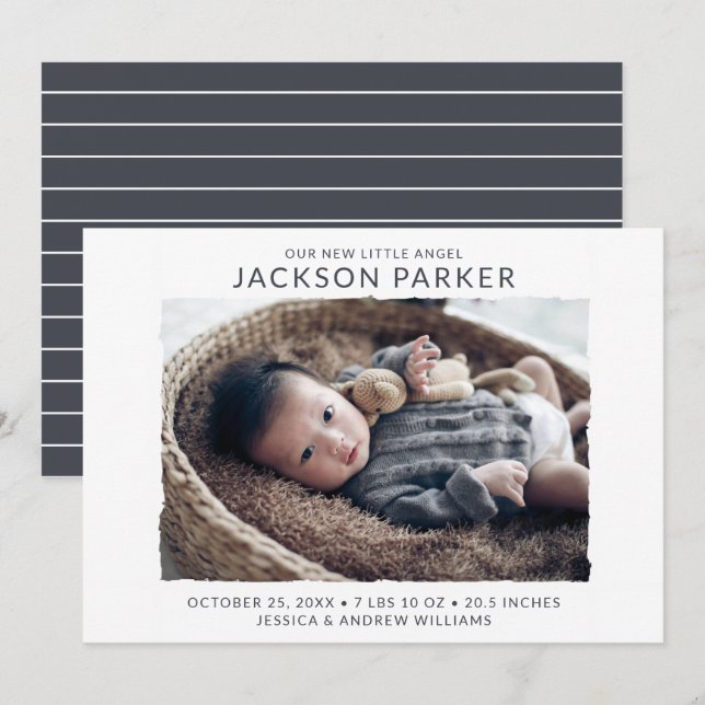 Modern fotofödelsevarning inbjudningar (Fram/baksida)