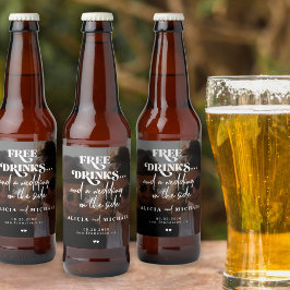 Modern fotofri dryck bröllop spara datum ölflaska etikett