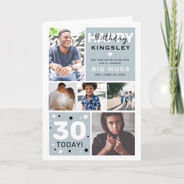 Modern Fotogaller och Text Grattis på Födelsedagen Kort (Framsida)
