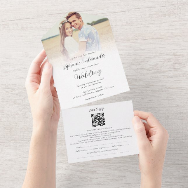 Modern fotogäst Namn Adress QR-kod Bröllop (Tearaway)