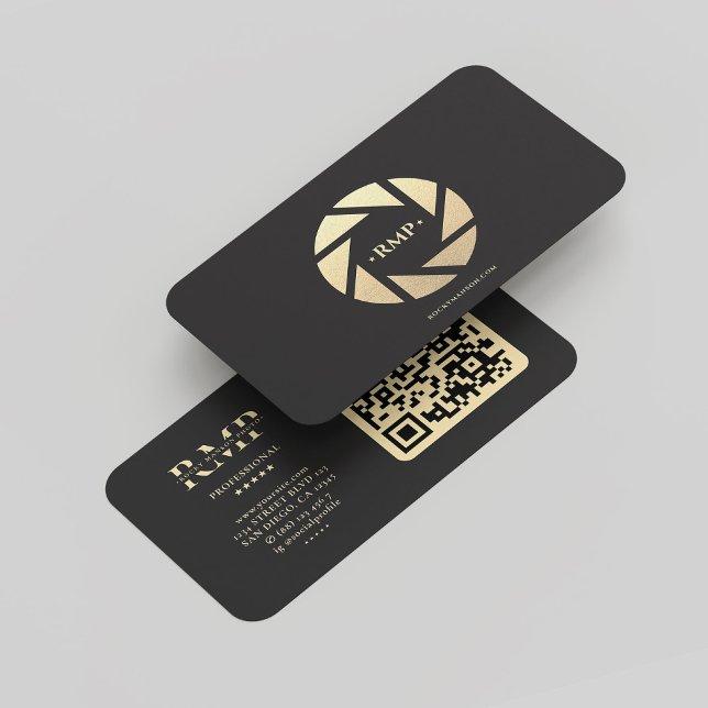Modern fotograf Black Guld Camera Lens Visitkort (Modern Photographer Black Gold Camera Lens Business Card
)