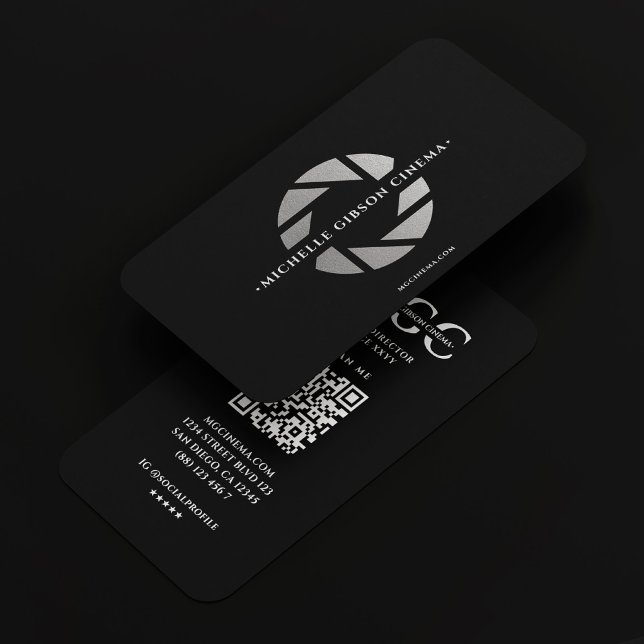 Modern fotograf Black Silver Camera Lens Visitkort (Modern Photographer Black Silver Camera Lens Business Card
)