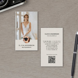 Modern fotograf-fototon QR enkel toning för Neutra Visitkort
