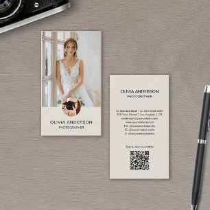 Modern fotograf-fototon QR enkel toning för Neutra Visitkort