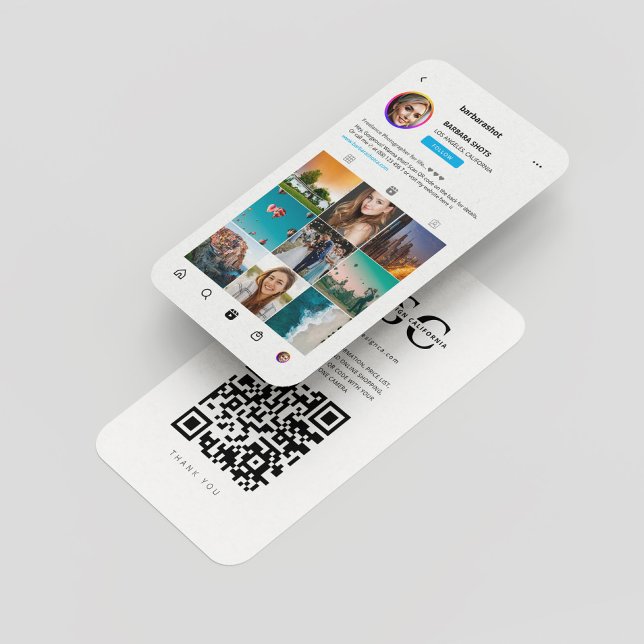 Modern fotograf Instagram Grid Visitkort (Modern Photographer Photography Monogram QR Instagram Inspired Grid)