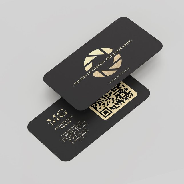 Modern fotograf Monogram Black Guld-kamera Visitkort (Modern Photographer Monogram Black Gold Camera Business Card
)