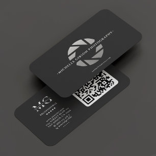 Modern fotograf Monogram Black Silver-kamera Visitkort