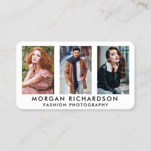 Modern fotograf vitt R för 3 foto Visitkort (Framsida)