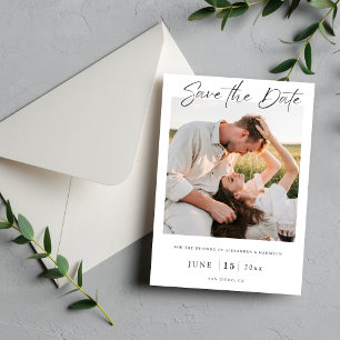 Modern Fotografera Rädda Datum Kort Elegant Bröl