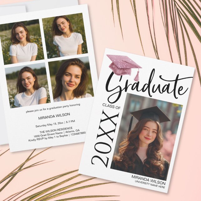 Modern Fotografering Examen Fest Inbjudan Annonser (Modern Photo Graduation Party Invite Announcement)
