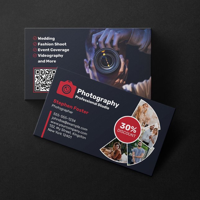 Modern Fotografering Foto Fotograf QR-kod Visitkort (Skapare uppladdad)