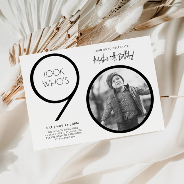 Modern Fotografi 90-års Födelsedagsinbjudan Inbjudningar (Skapare uppladdad)