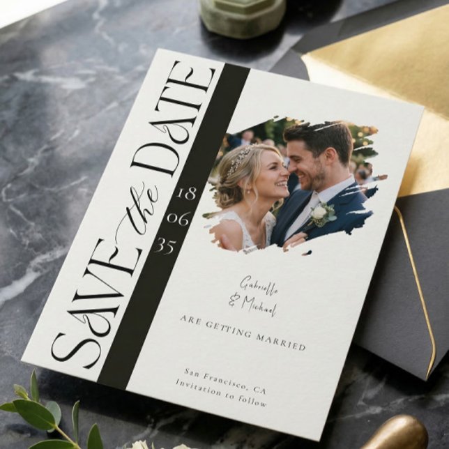 Modern Fotografi Bröllop Spara Datum Postkort Vykort (Skapare uppladdad)