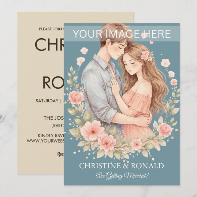 Modern Fotografi Bröllopsinbjudan Minimalistisk Inbjudningar (Fram/baksida)