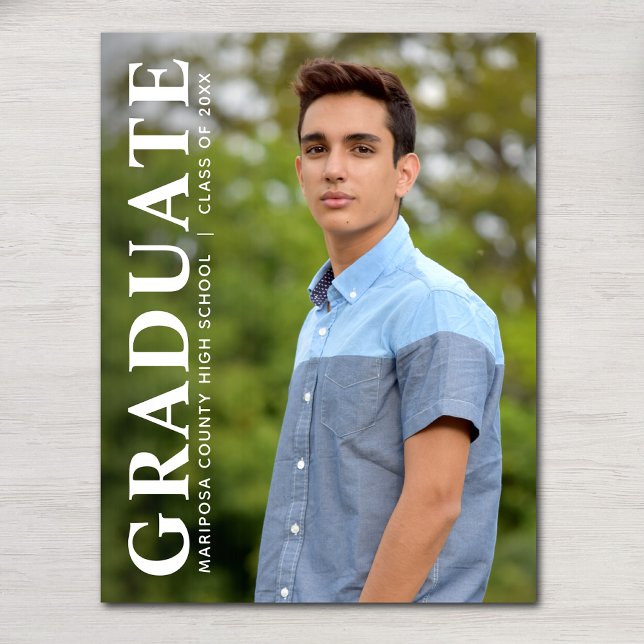 Modern Fotografi Examenklass Examen Meddelande Vykort (Modern Photo Graduate Class Graduation Announcement Postcard)