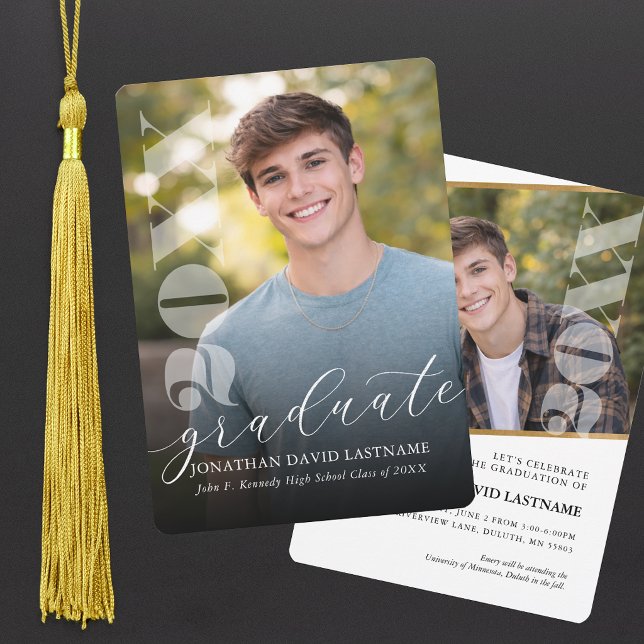 Modern Fotografi Inbjudan till Examen (Modern Photo Graduation Invitation)
