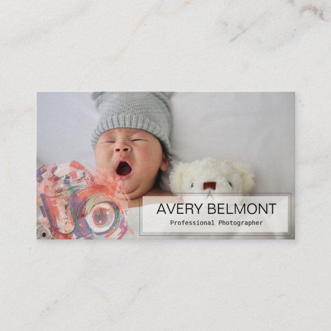 Modern fotografi med kameraillustration visitkort (Framsida)