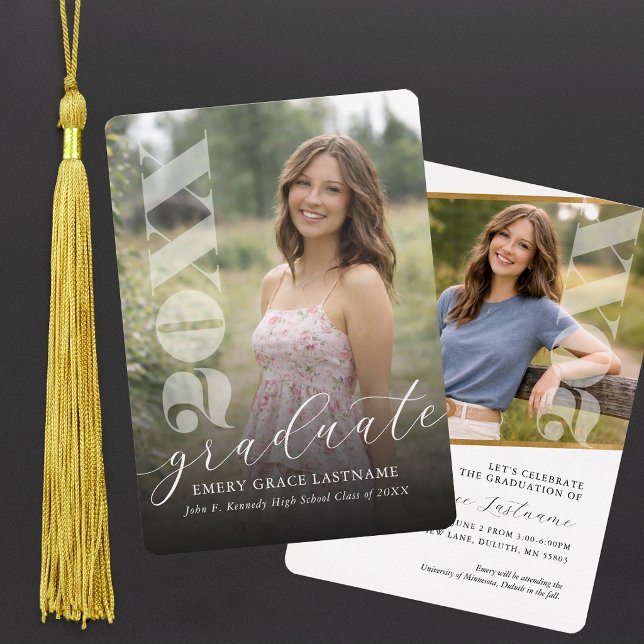 Modern Fotografi Utexamineringsinbjudan Inbjudningar (Modern Photo Graduation Invitation)