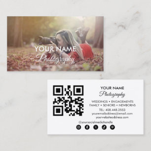 Modern fotografik Social Media QR-kod Visitkort