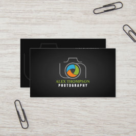 Modern fotografikamerafärg stänger med visitkort