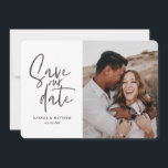 Modern fotografisk blommigt bröllop spara datum spara datumet<br><div class="desc">Modern fotografisk blommigt bröllop spara datum. Lila,  nyp,   och grönt. Modern tar över bröllop med manuskript.</div>