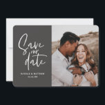 Modern fotografisk blommigt bröllop spara datum spara datumet<br><div class="desc">Modern fotografisk blommigt bröllop spara datum. Lila,  nyp,   och grönt. Modern tar över bröllop med manuskript.</div>