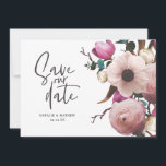 Modern fotografisk blomsterbröllop save the date spara datumet<br><div class="desc">Modern fotografisk blomsterbröllop save the date. I lila,  rosa,  bruna och gröna nyanser. Modernt rustikt bröllop med handskriven text.</div>