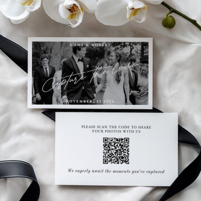 Modern fotohämtning i Bröllop - QR-koden i Kärlek Tilläggskort (Modern Wedding Photo Capture The Love QR Code Enclosure Card)