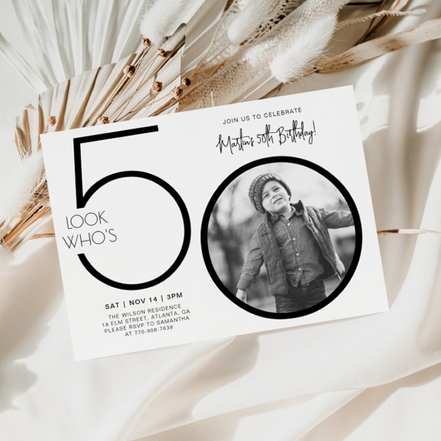 Modern fotoinbjudan på 50:e födelsedagen inbjudningar (Skapare uppladdad)