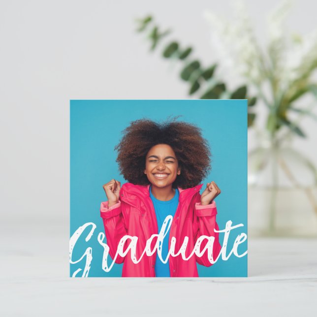 Modern fotoinbjudan till Studenten i skript Inbjudningar (Stående Fram)