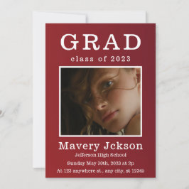 Modern fotoinbjudan till Studenten i skript Studen Inbjudningar