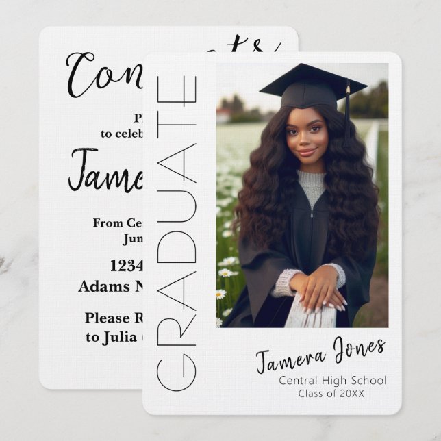 Modern fotoinbjudan till Studenten Inbjudningar (Fram/baksida)