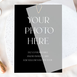 Modern fotoinfogningskort för Vellum Spara datum Inbjudningar