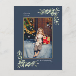 Modern fotojul - Geometric Greenery Guld Helg Vykort