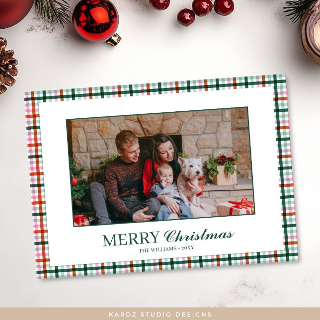 Modern fotojulkort med stift julkort (Front of card shown in 5 x 7 inches. Personalize and choose paper style.)