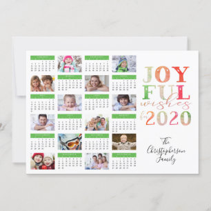 Modern Fotokollage 2020 Kalender GLADA ÖNSKAR Julkort