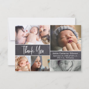Modern Fotokollage Baby Shower Liten Notering Tack Kort